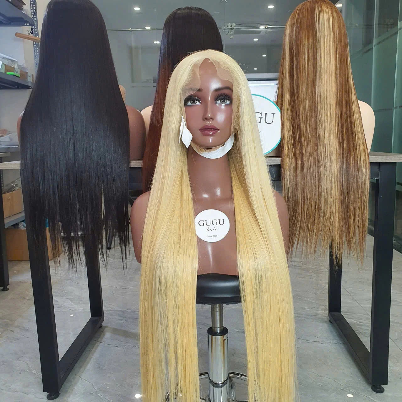 100% Raw Vietnamese Blonde 613 Color Bone Straight Human Hair Wigs Double Drawn  Long Length Vietnamese Vendor