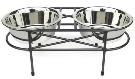 Mesh Elevated Double Dog Bowl Large Black