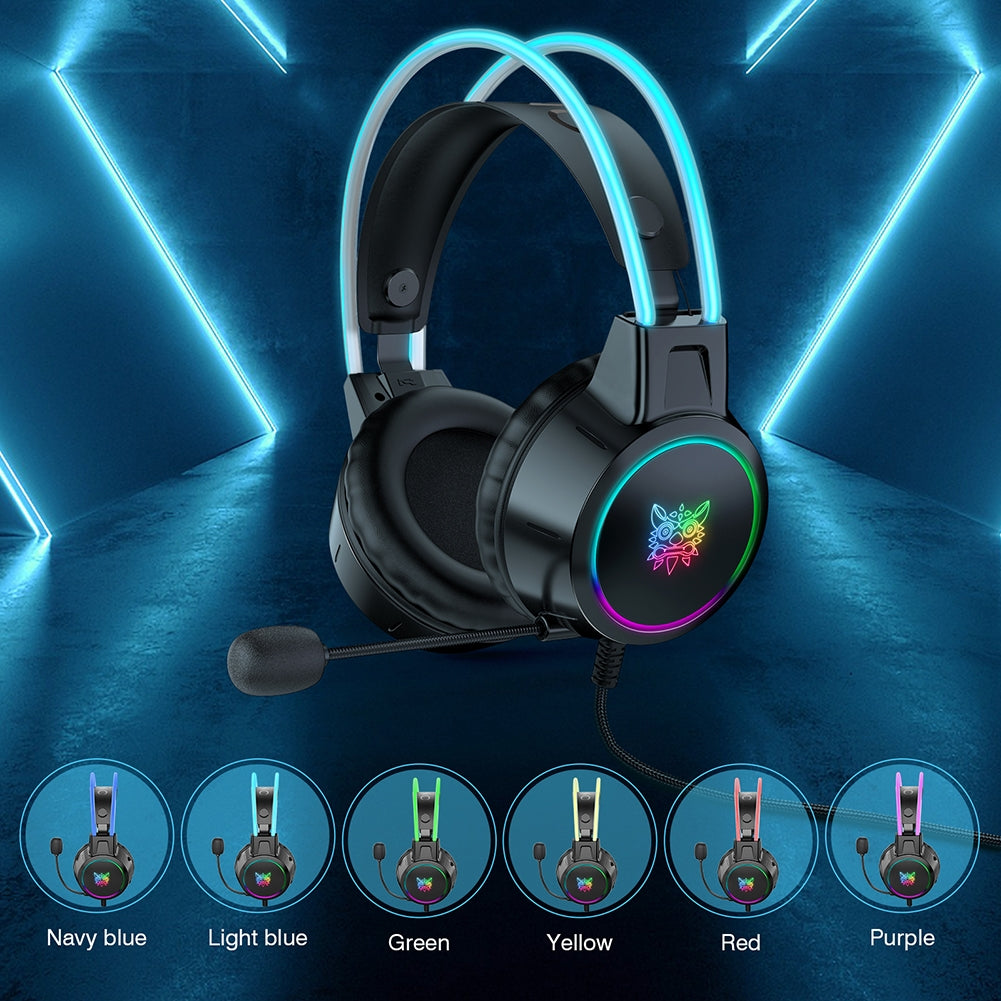 X15pro Head-mounted Computer Headset Dynamic RGB Wired Earphones with HD Noise Reduction Mic Chicken-eating Game Black