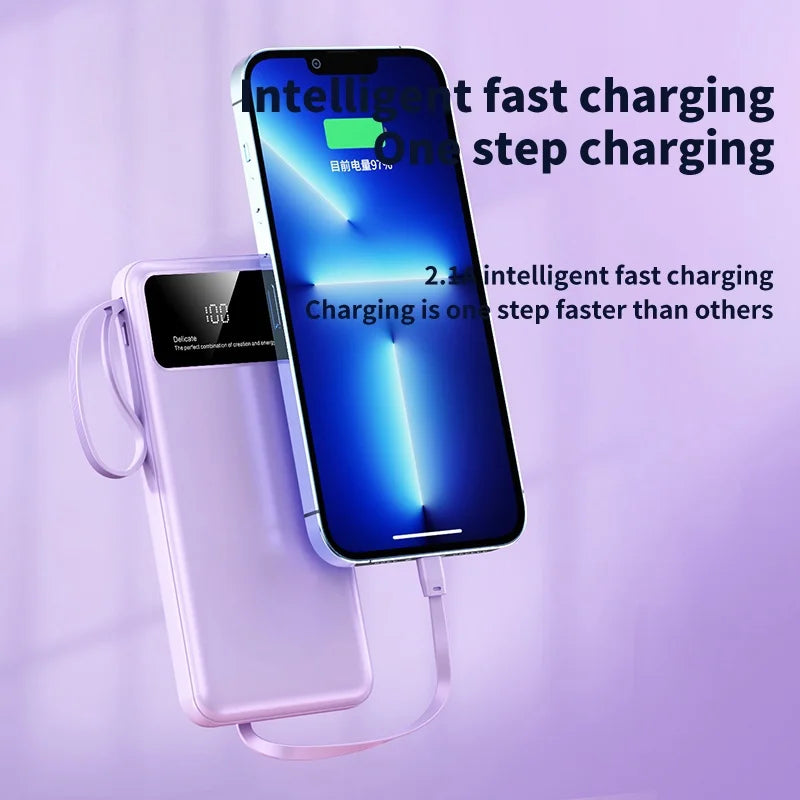 OEM Mobile Power Bank 10000mAh Portable Charger External Battery Dual USB Input Comes With Four Wire 10000mAh Power Bank