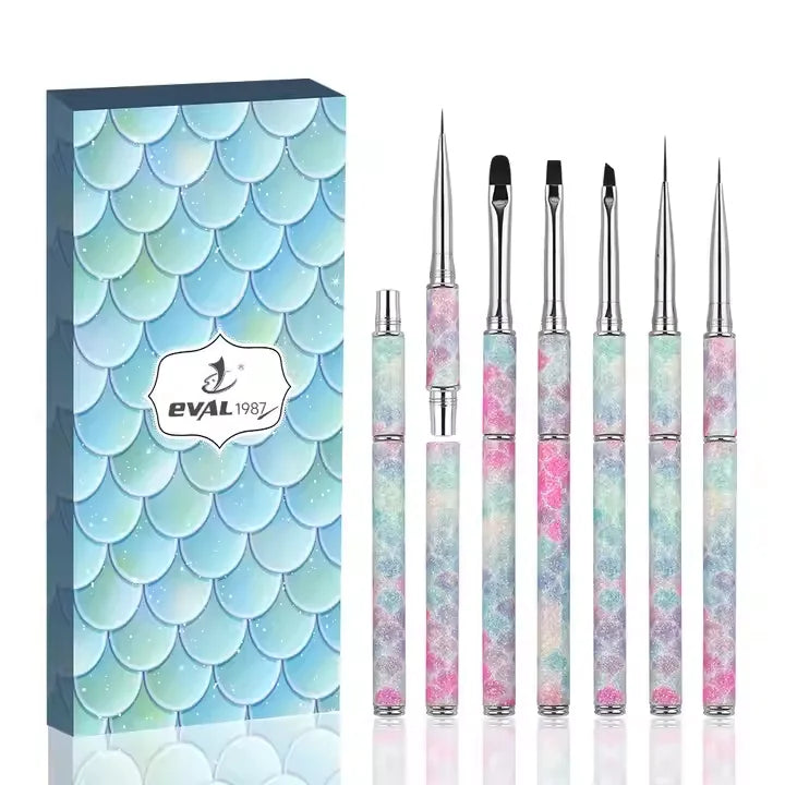 High Quality Professional 5 Pieces Sets Custom Nail Salon Detachable Liner Nail Art Brushes for Nylon Hair