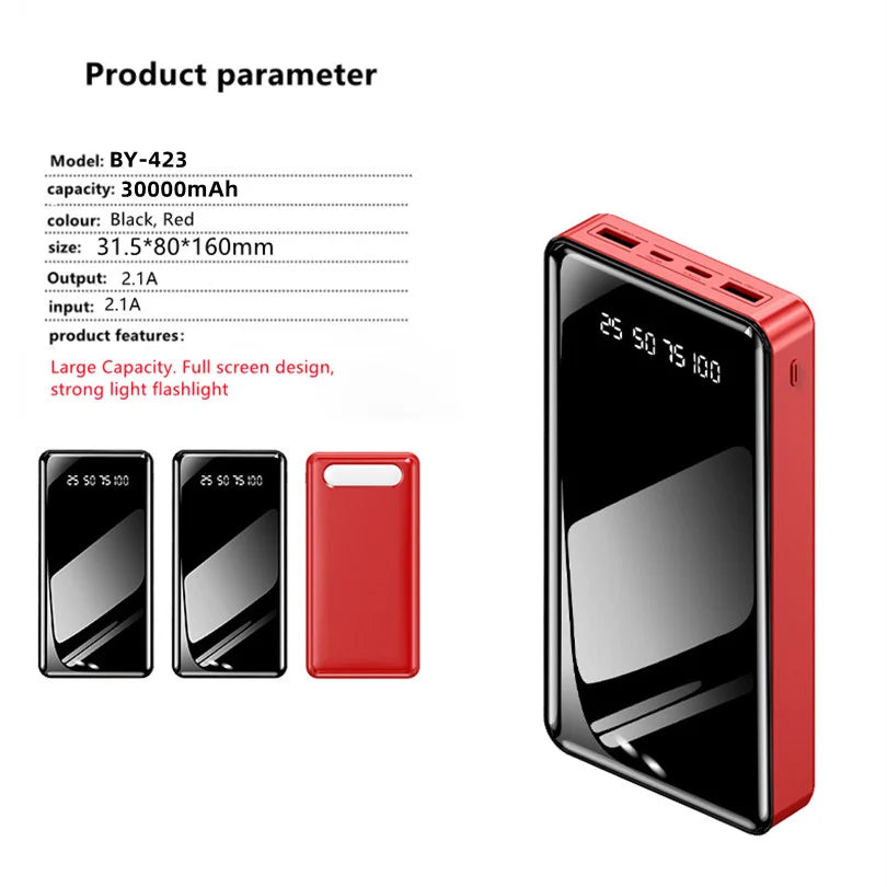 Mobile Power Bank 30000mAh OEM Powerbank Portable Charger External Battery 30000 MAh Power Banks