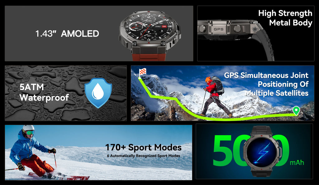 High-Precision GPS Smart Watch DM58 with AI Voice Assistant Long Battery Life NAVIC & QZSS Positioning 1.43" AMOLED Display