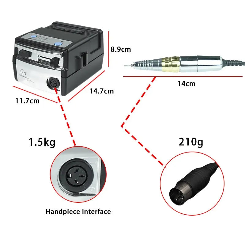A 2088 Jewelry Precision Making Polishing Machine Manicure Polisher E-file Professional Nail Drill Original G5 Handpiece