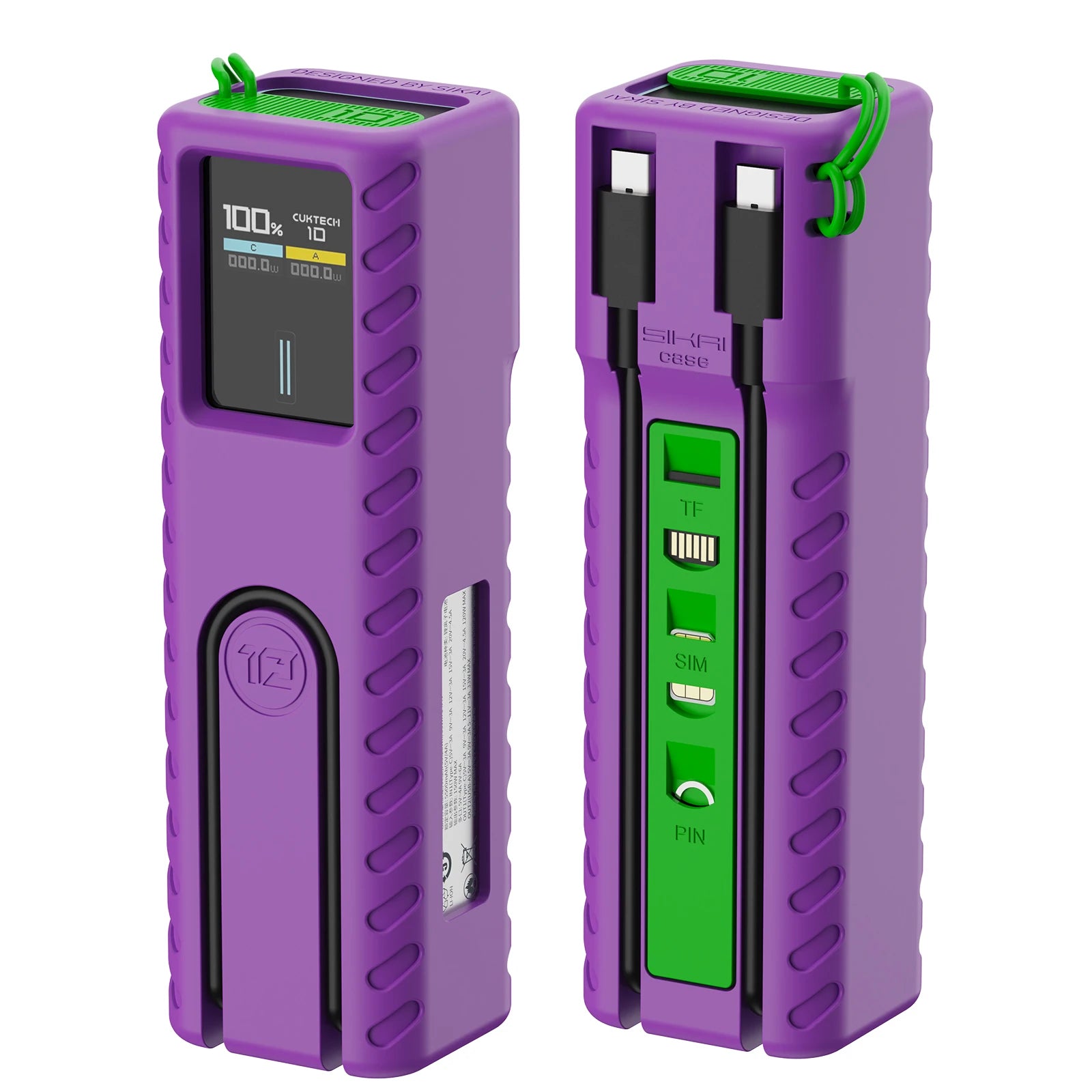 Silicone Case for CUKTECH No.10 Power Bank Fast Charger Anti-Lost Sim Card Eject Pin Needle Storage Case USB C Cable Organizer