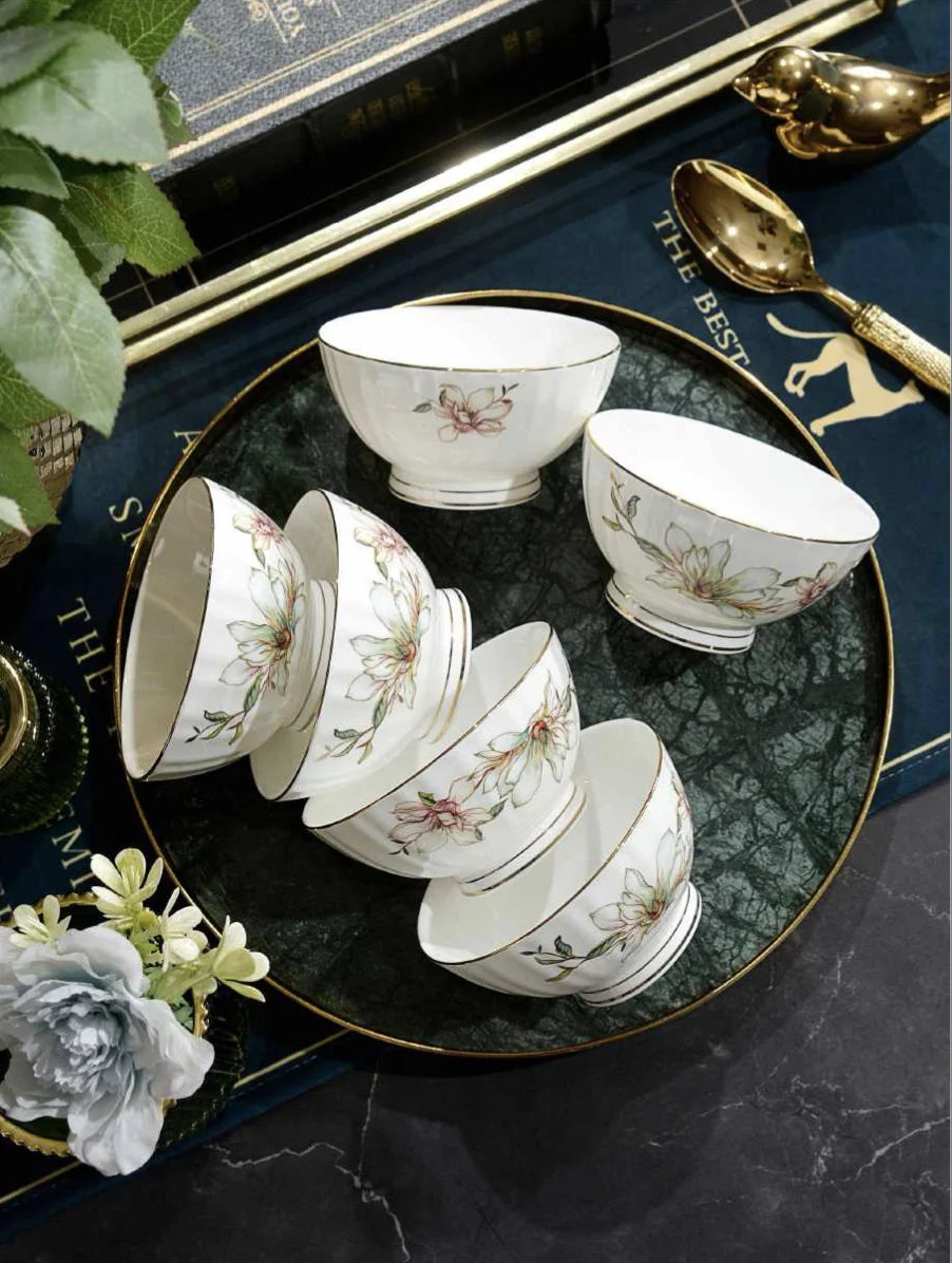 HIHUI Christmas Cartoon Beijing Design Classic On-glazed Bone China Dinnerware Sets Lightweight Scenic Pattern Dishwasher