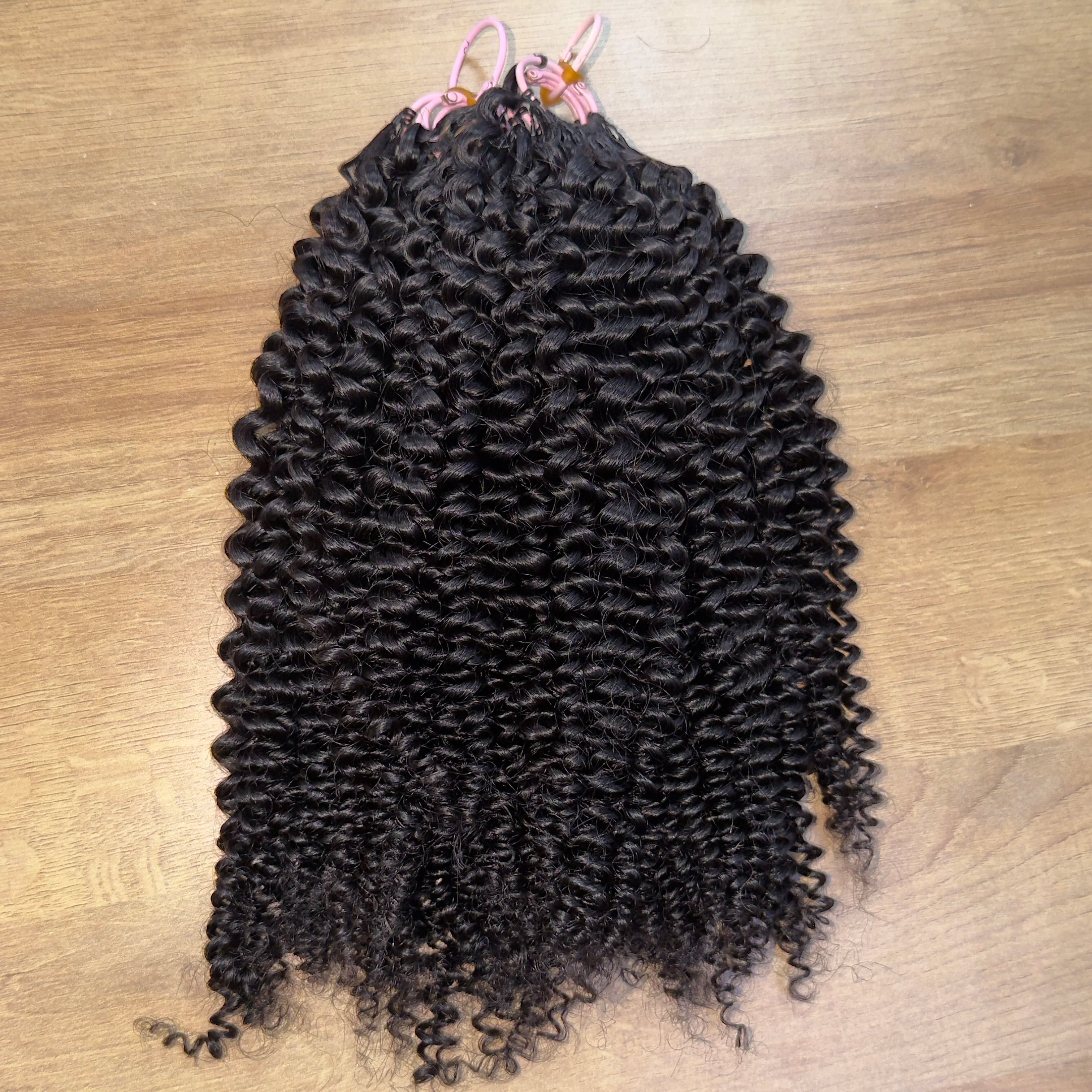 Wholesale Crochet Deep Wave Human Hair Extensions Pre Looped Italy Curly Crochet Braid Human Hair