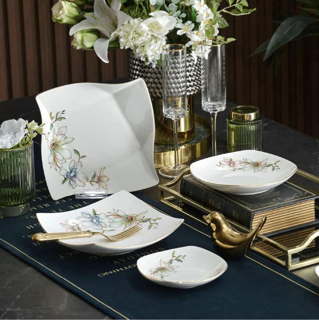 HIHUI Christmas Cartoon Beijing Design Classic On-glazed Bone China Dinnerware Sets Lightweight Scenic Pattern Dishwasher