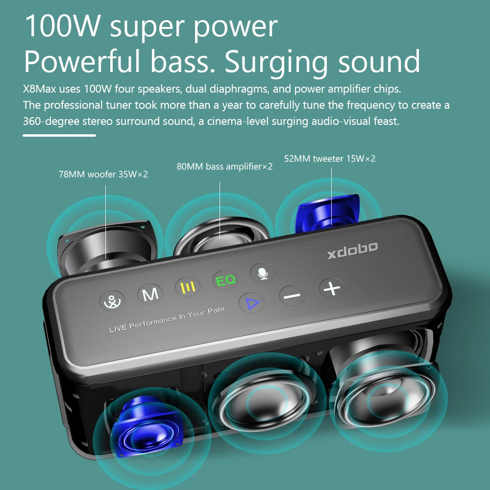 2021 Best Selling Mini Power Bank Speaker Blue Tooth Wireless Portable Speaker X8 Max 100w for All Mobile Phones