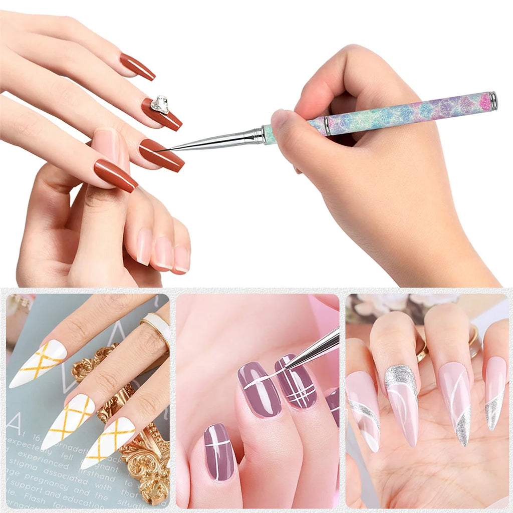 High Quality Professional 5 Pieces Sets Custom Nail Salon Detachable Liner Nail Art Brushes for Nylon Hair