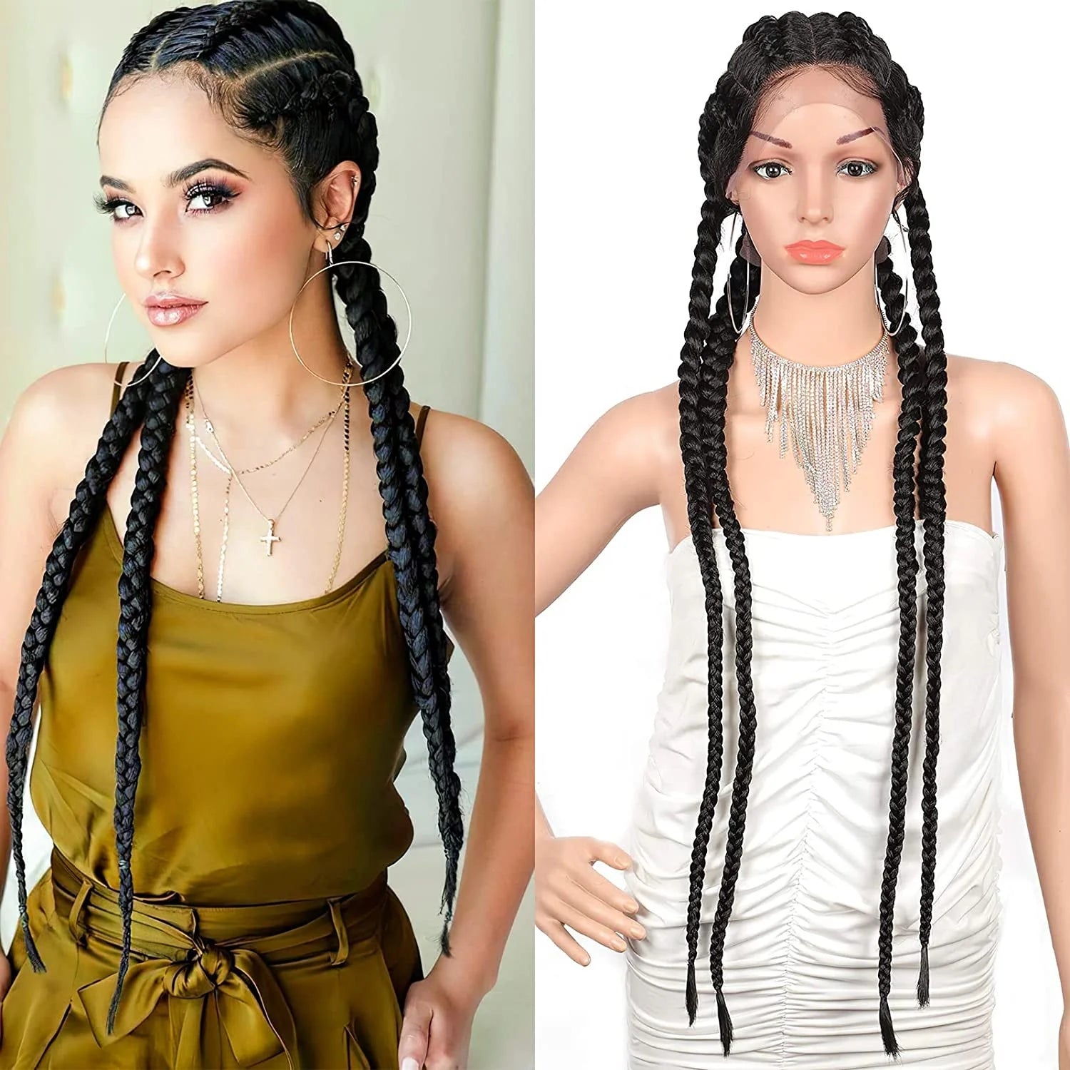 Foshan Xinyu African Braids Wig Braid Bit Heat Resistant Braid Human Hair Wigs for Women