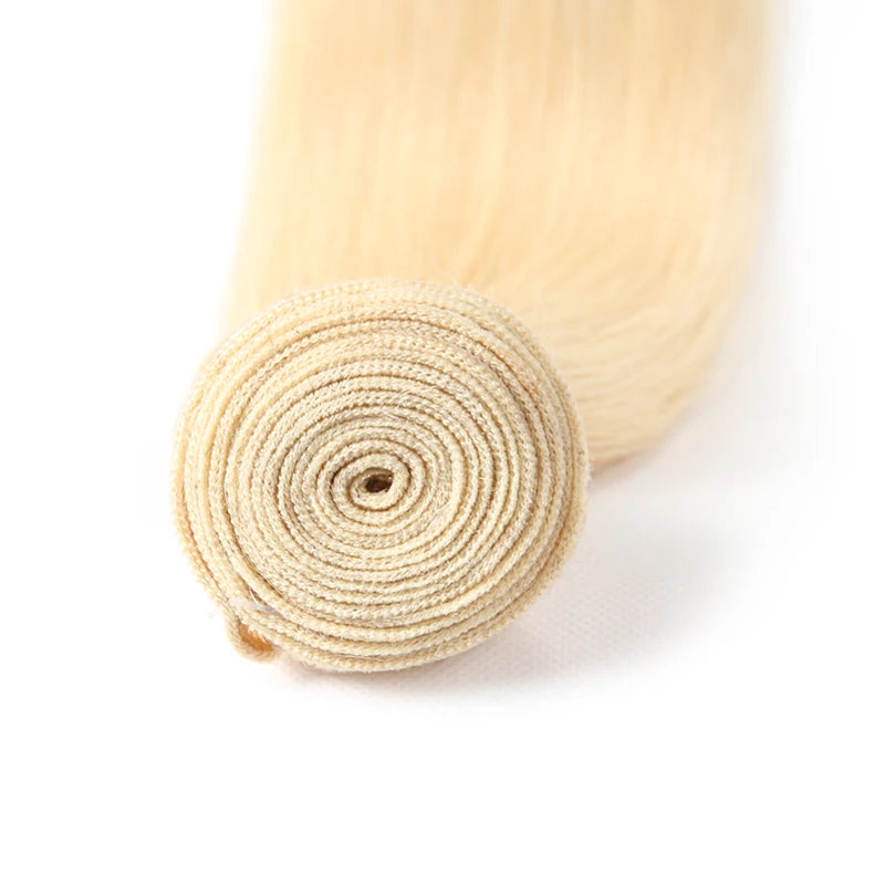 Straight Human Hair Bundles for Women Blonde Brazilian Virgin Human Hair Bundle Thick Hair Human Hair Weave Natural Double Drawn