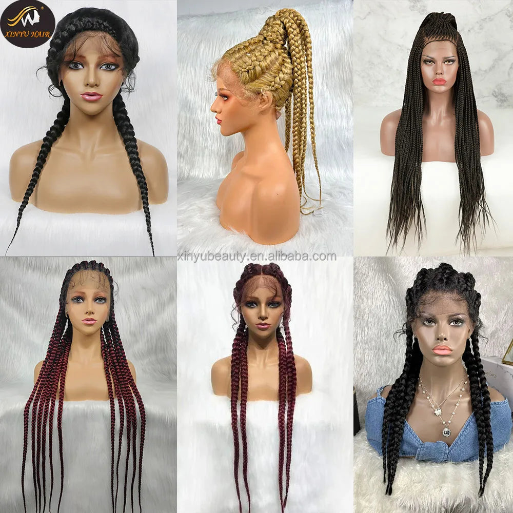 Foshan Xinyu African Braids Wig Braid Bit Heat Resistant Braid Human Hair Wigs for Women