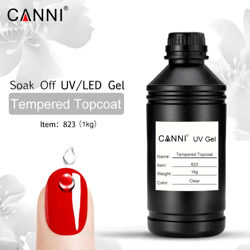 High Quality CANNI High Glossly Tempered No Clean Topcoat 1kg Custom Label Long Lasting Led Nail Topcoat Gel Polish
