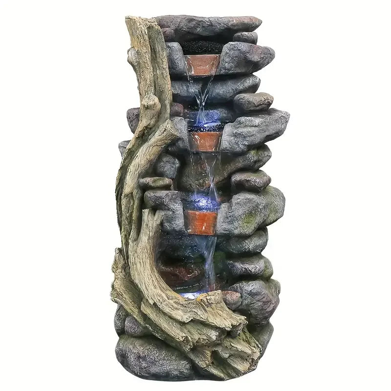 US in - Stock Resin Rockery and Tree Root - Styled Water Fountain - Ideal for Home & Office Decorators