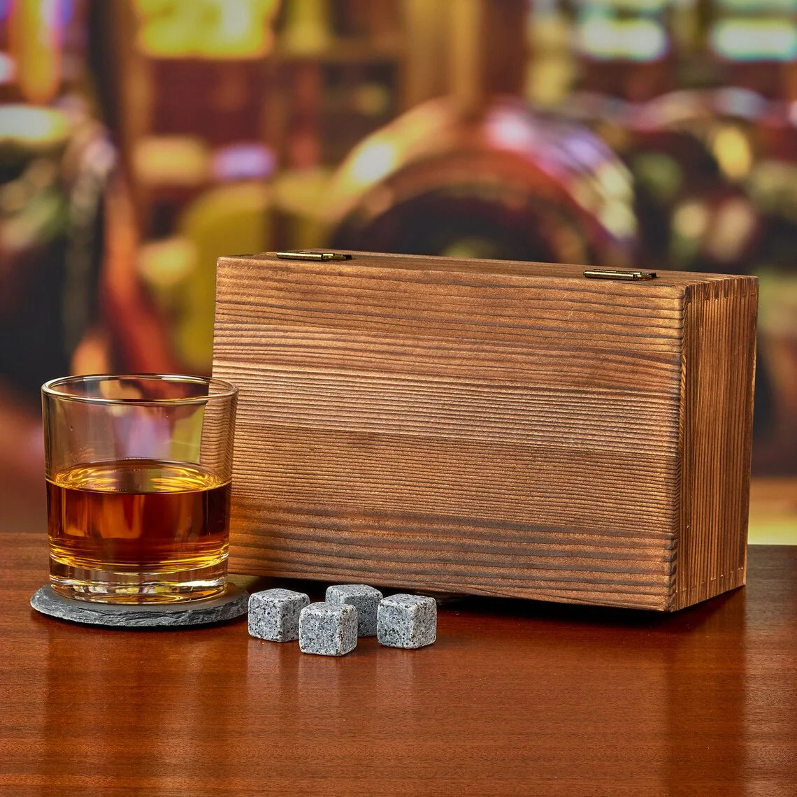 USA Warehouse Pack of 12 Whiskey Set with 10oz Single Glasses Cups, Coaster and Wooden Gift Box for Laser Engrave Blanks