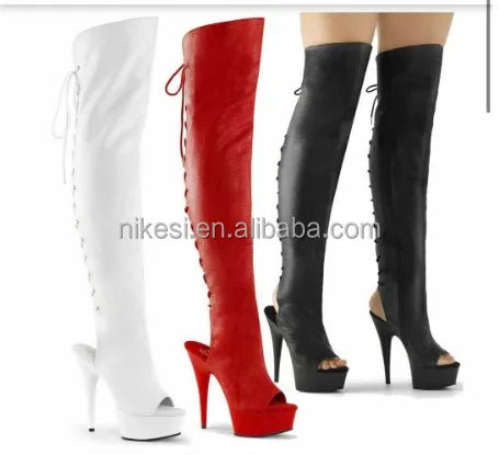 Cosplay Boots for Winter 15cm High Over-the-Knee Fine Hairtail Mouth Clubs Pole Dancing Shoes Comfortable High Knee-high Boots