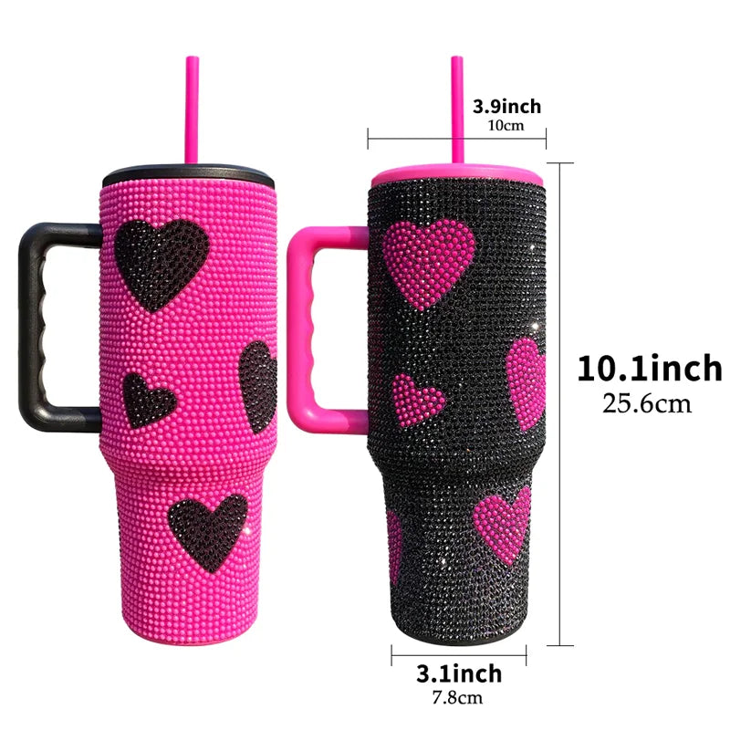 Us Warehouse 40 OZ Sparkle Rhinestone insulated Drinkware Usa 40OZ Tumblers for Home Office Outdoor Daily Use