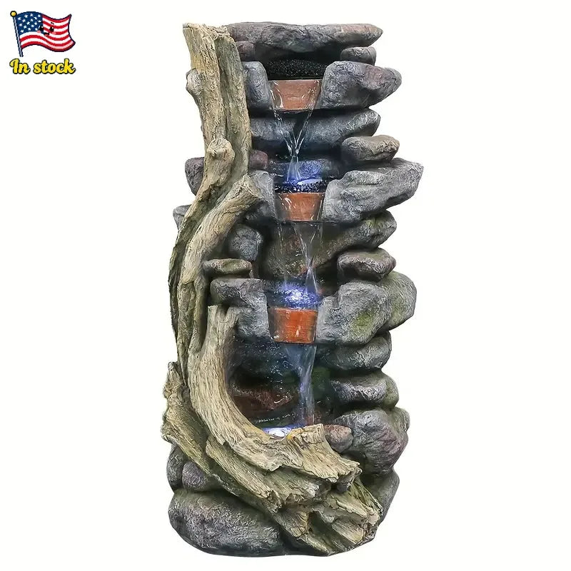 US in - Stock Resin Rockery and Tree Root - Styled Water Fountain - Ideal for Home & Office Decorators