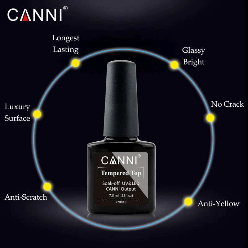 High Quality CANNI High Glossly Tempered No Clean Topcoat 1kg Custom Label Long Lasting Led Nail Topcoat Gel Polish