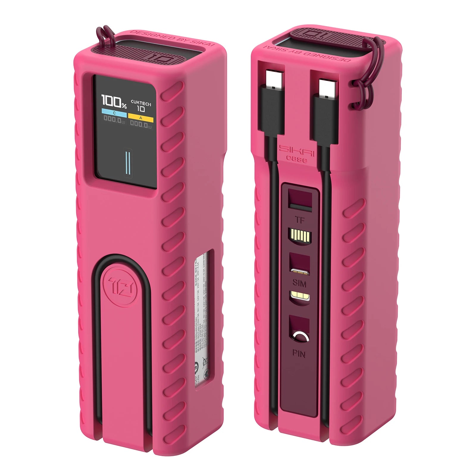 Silicone Case for CUKTECH No.10 Power Bank Fast Charger Anti-Lost Sim Card Eject Pin Needle Storage Case USB C Cable Organizer
