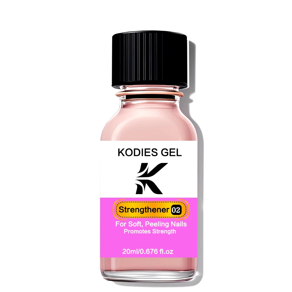 KODIES GEL Nail Strengthener Growth Natural Pink Keratin Nail Art Treatment Hardener Care Soft Peeling Nails Protein Bond Polish