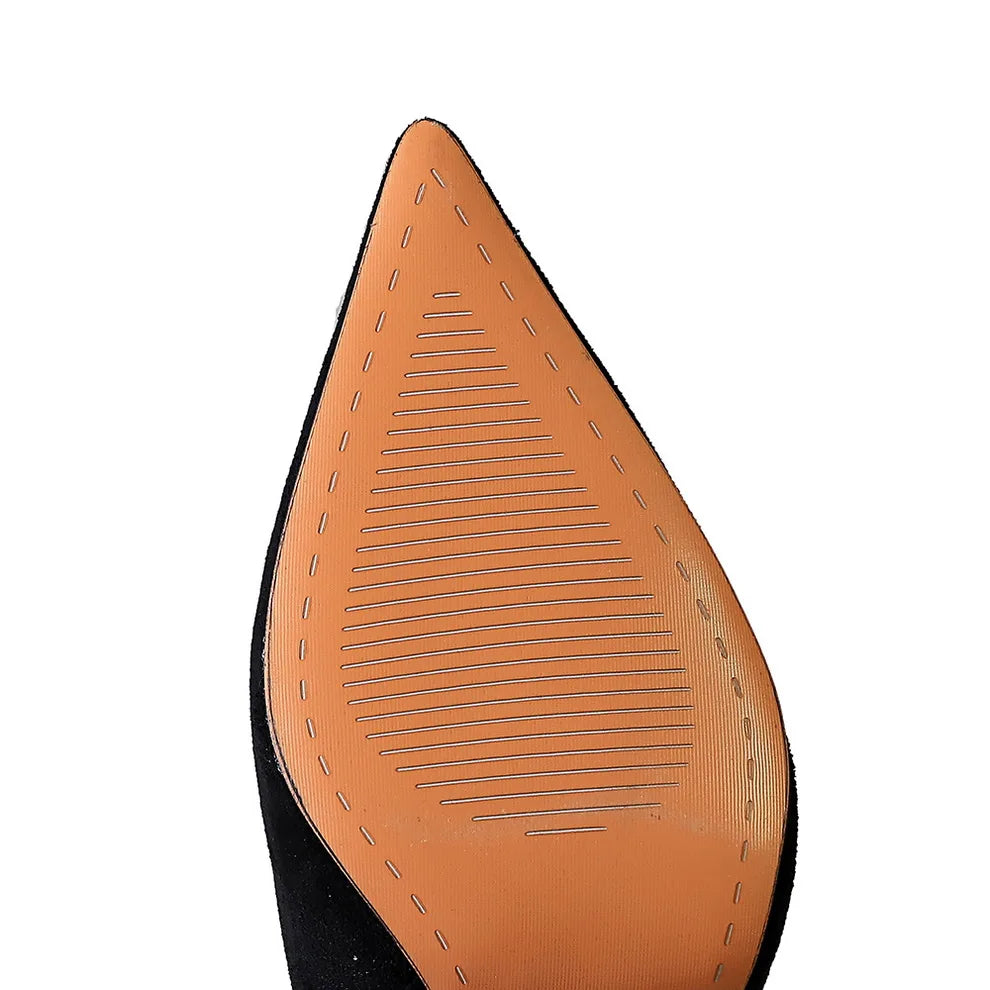 7286-2 BIGTREE European and American Fashion Sexy Women's High Heel Shoes Night Club Suede Pointed High Heel Nude Boots