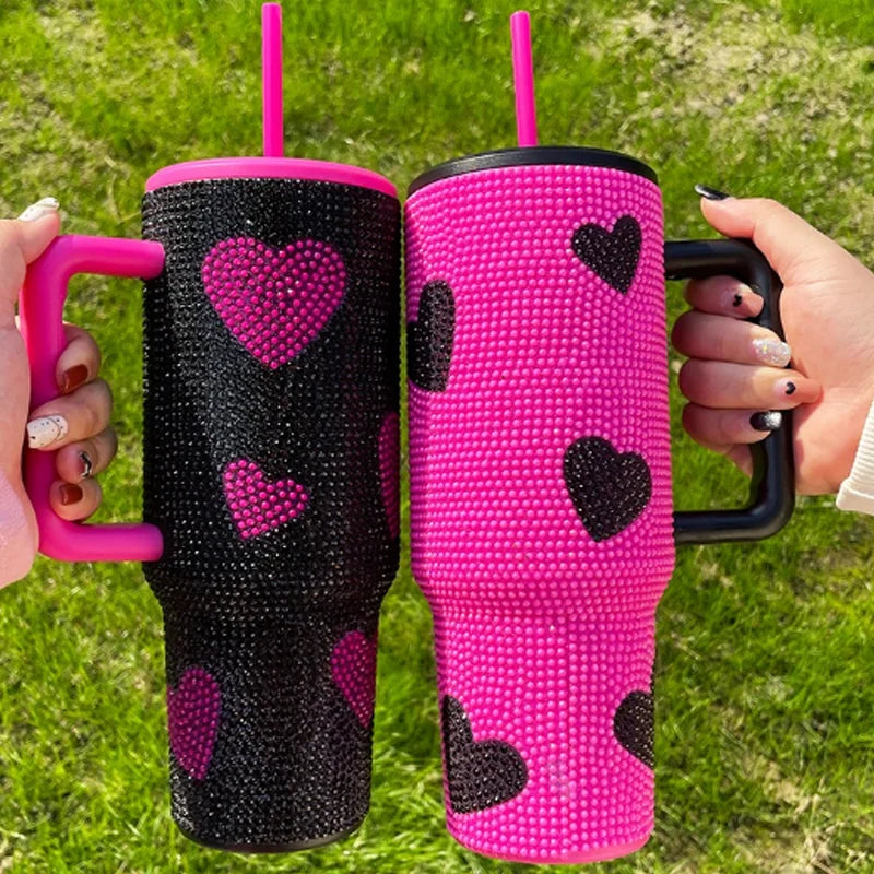 Us Warehouse 40 OZ Sparkle Rhinestone insulated Drinkware Usa 40OZ Tumblers for Home Office Outdoor Daily Use