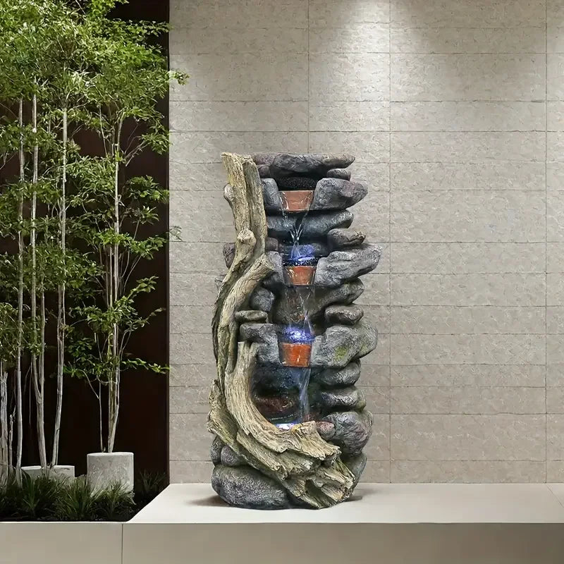 US in - Stock Resin Rockery and Tree Root - Styled Water Fountain - Ideal for Home & Office Decorators