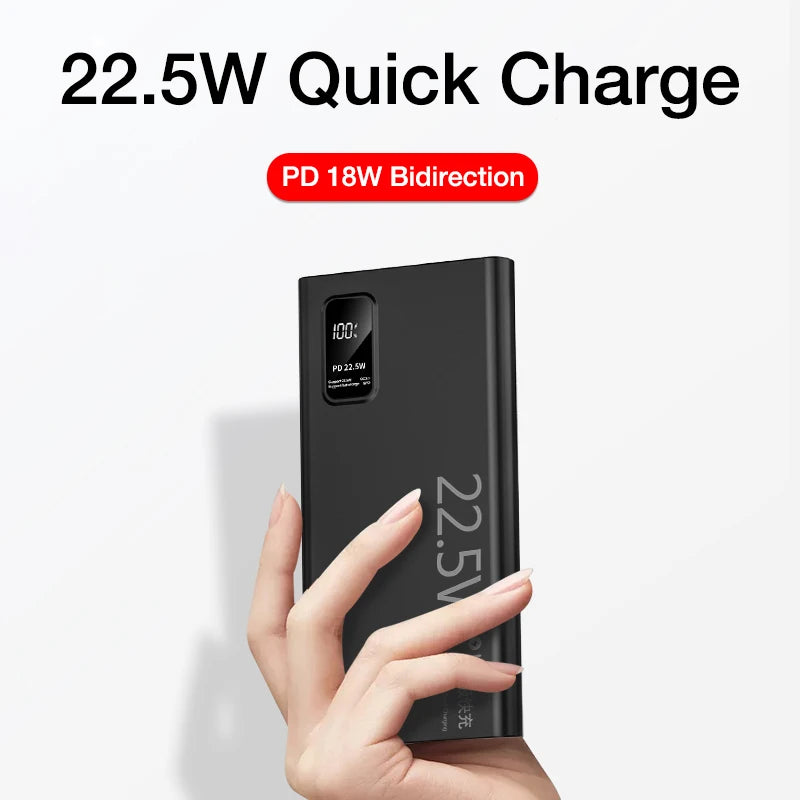 22.5W Fast Charge Power Bank 20000mAh Waterproof Mobile Power Station with Micro USB Input Interface