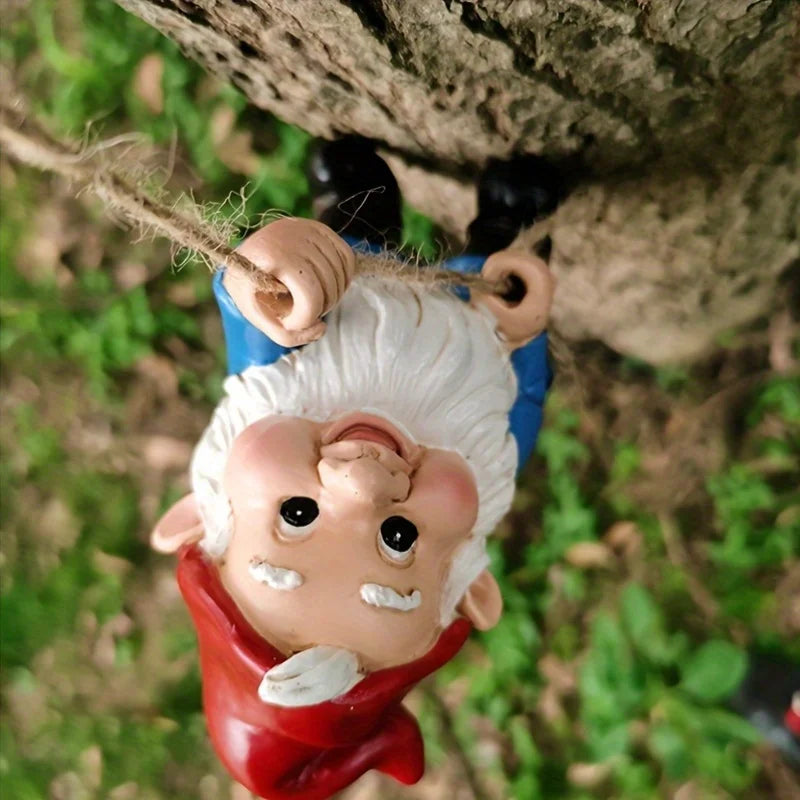 Whimsical Gnome Climbing Statues for Trees - Outdoor Garden & Patio Wall Decor, Resin, Ideal for Mother'S Day/Christmas Gift,
