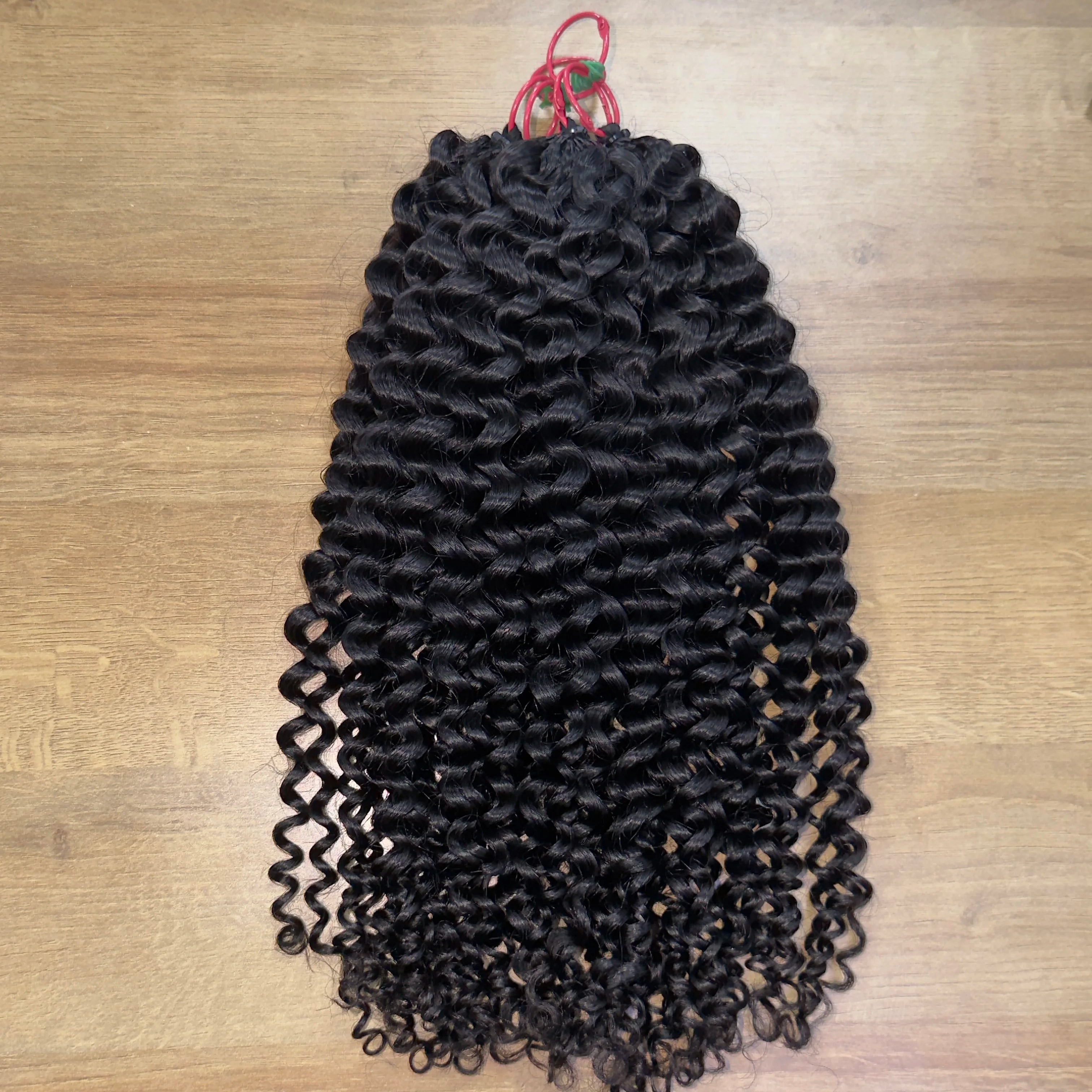 Wholesale Crochet Deep Wave Human Hair Extensions Pre Looped Italy Curly Crochet Braid Human Hair