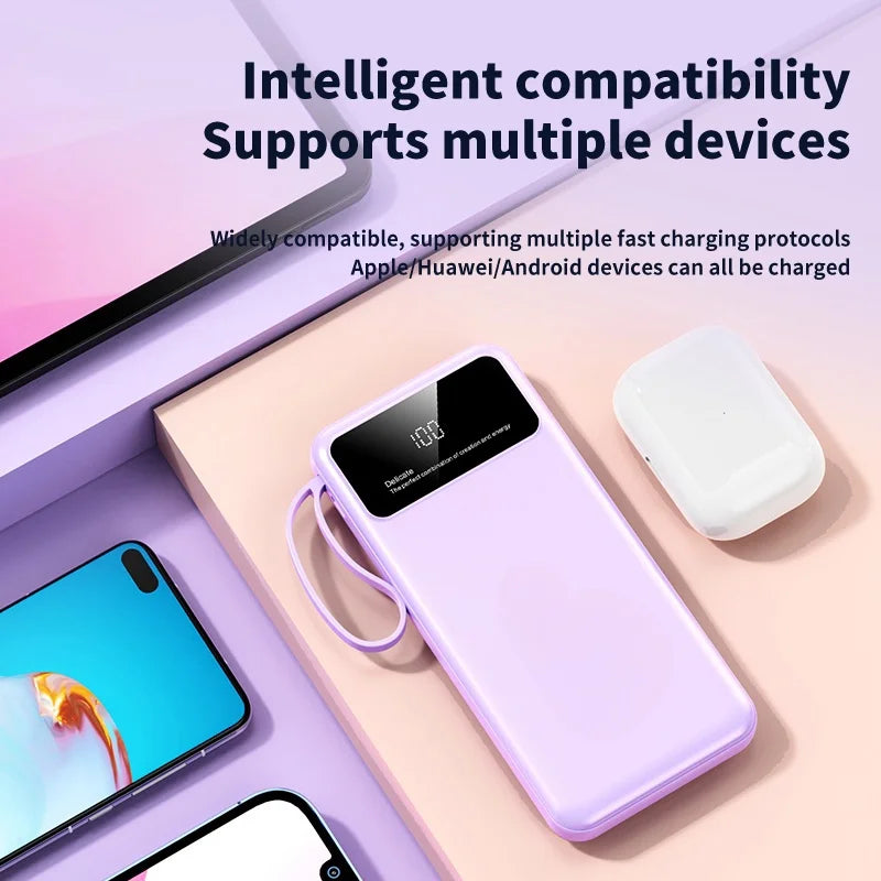 OEM Mobile Power Bank 10000mAh Portable Charger External Battery Dual USB Input Comes With Four Wire 10000mAh Power Bank