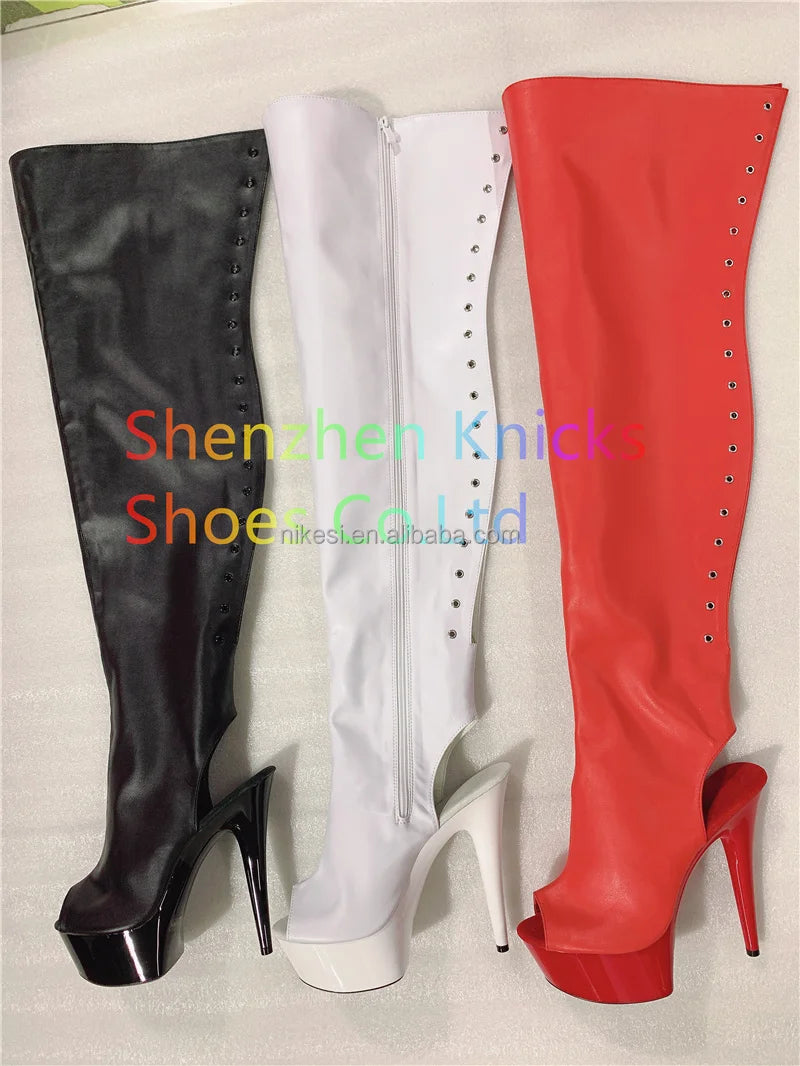 Cosplay Boots for Winter 15cm High Over-the-Knee Fine Hairtail Mouth Clubs Pole Dancing Shoes Comfortable High Knee-high Boots