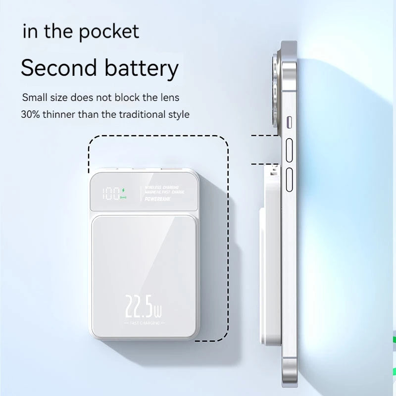 New Portable Magnetic Mobile Phone Power Bank 10000mah Mini 5000mah Wireless Charger Power Bank Mobile Power Supply