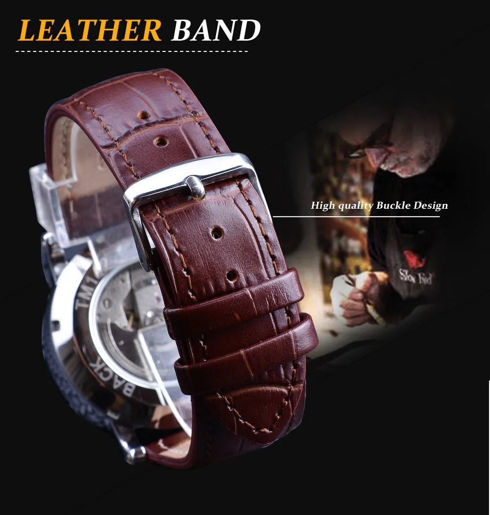 WINNER Watch for Men Roman Numeral Scale Mechanical Wristwatch Man Sport Leather Man Skeleton Watches Dropshipping Reloj Hombre