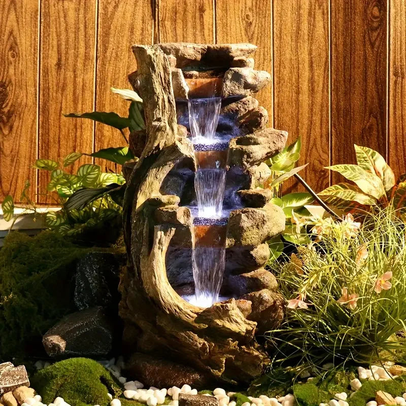 US in - Stock Resin Rockery and Tree Root - Styled Water Fountain - Ideal for Home & Office Decorators