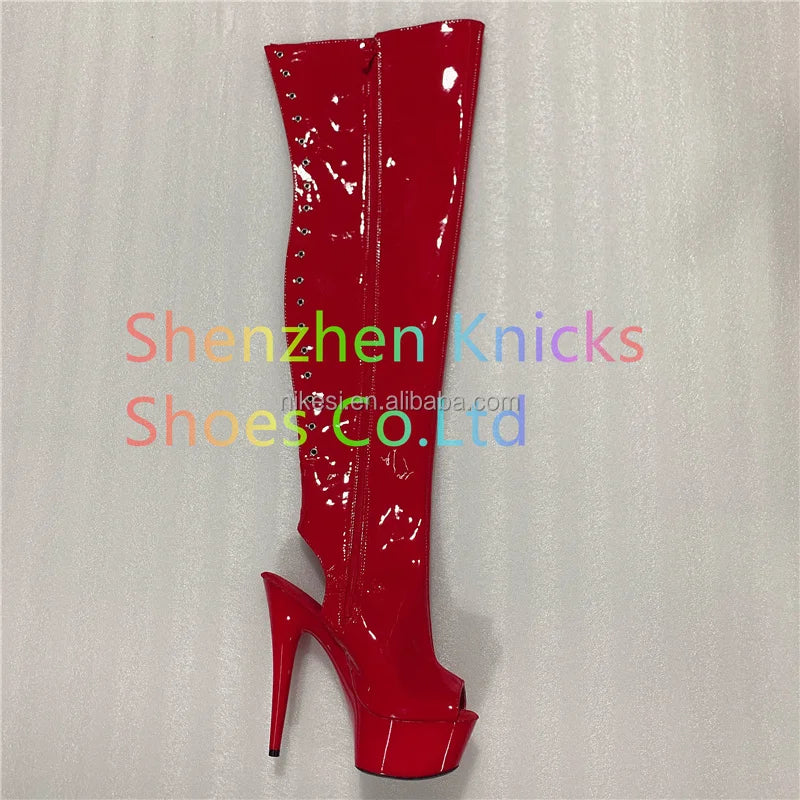 Cosplay Boots for Winter 15cm High Over-the-Knee Fine Hairtail Mouth Clubs Pole Dancing Shoes Comfortable High Knee-high Boots