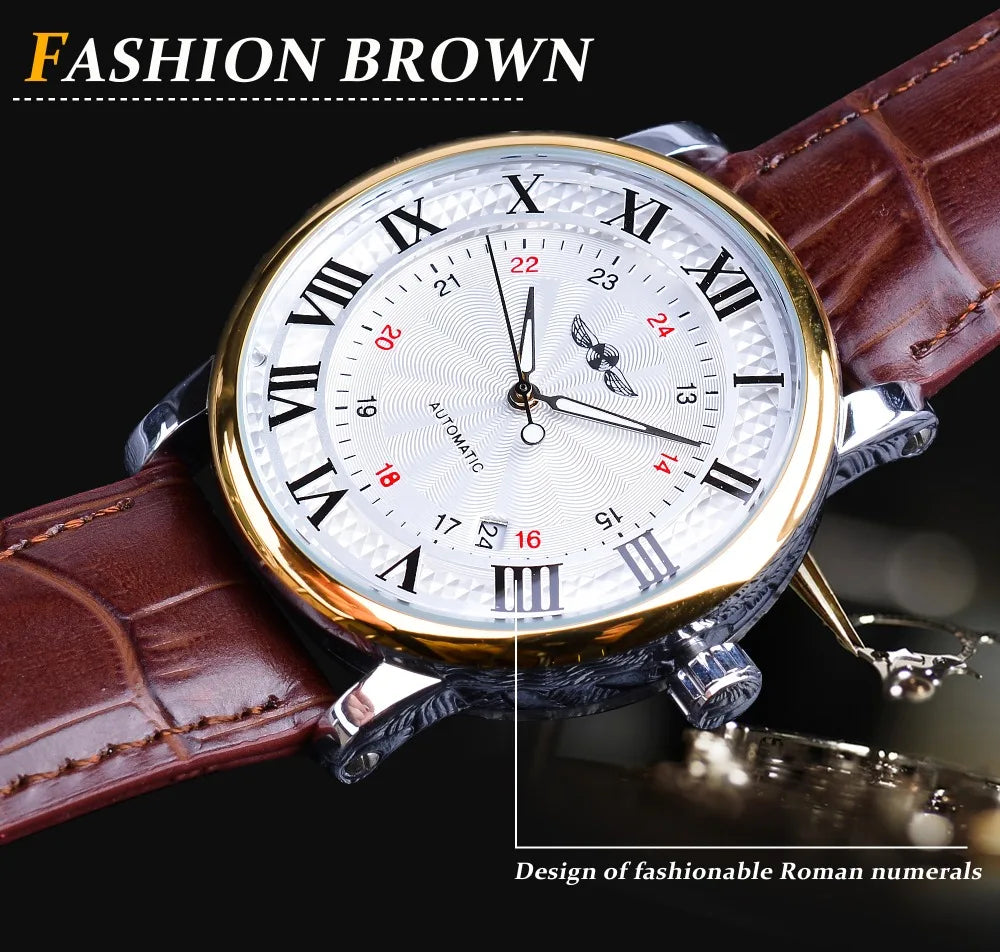 WINNER Watch for Men Roman Numeral Scale Mechanical Wristwatch Man Sport Leather Man Skeleton Watches Dropshipping Reloj Hombre