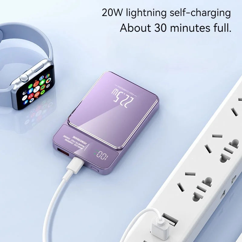 New Portable Magnetic Mobile Phone Power Bank 10000mah Mini 5000mah Wireless Charger Power Bank Mobile Power Supply