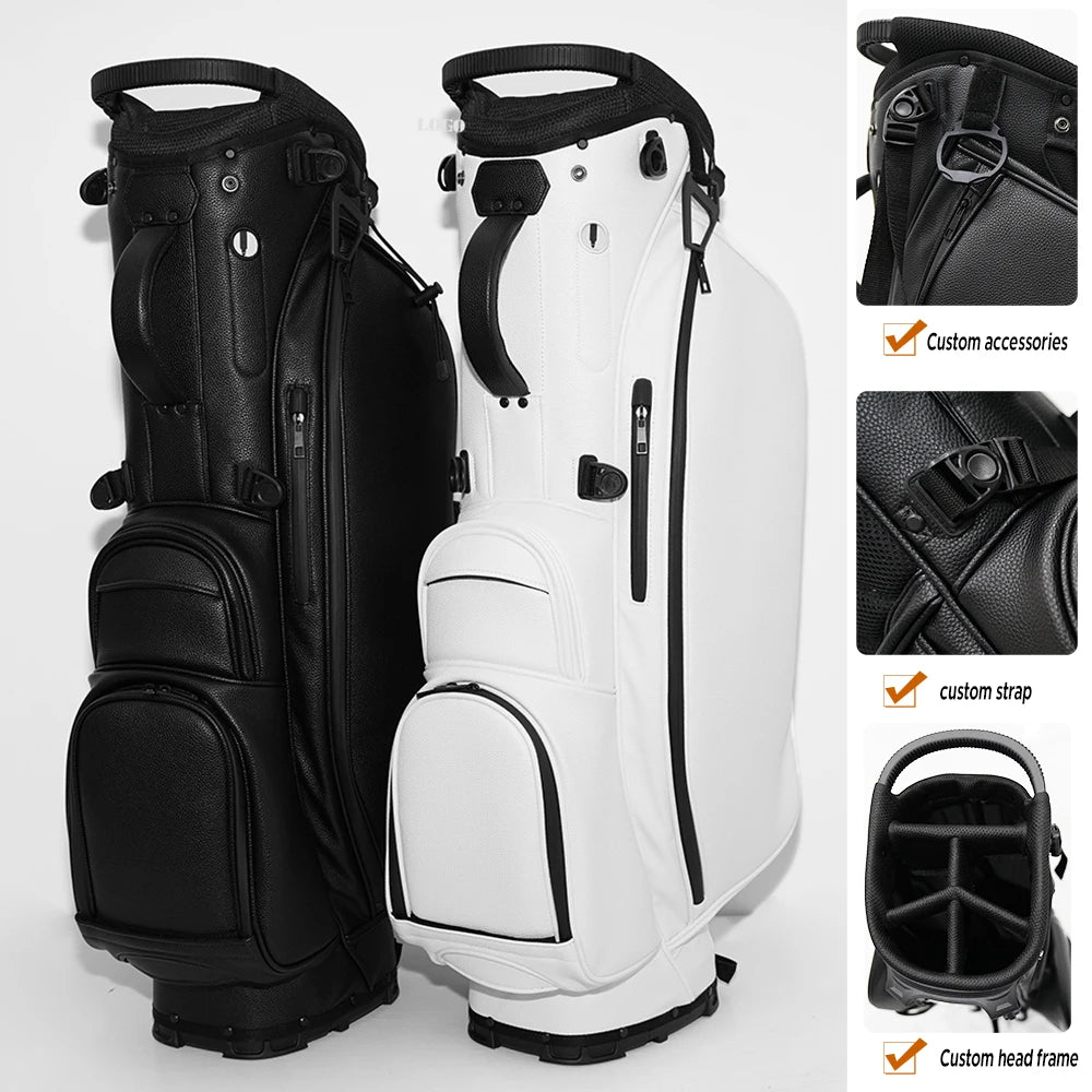 JBoss Golf Custom 1 Piece Professional Custom logo Golf Stand Bag 5 14 Divider Pu Leather Waterproof Golf Bags