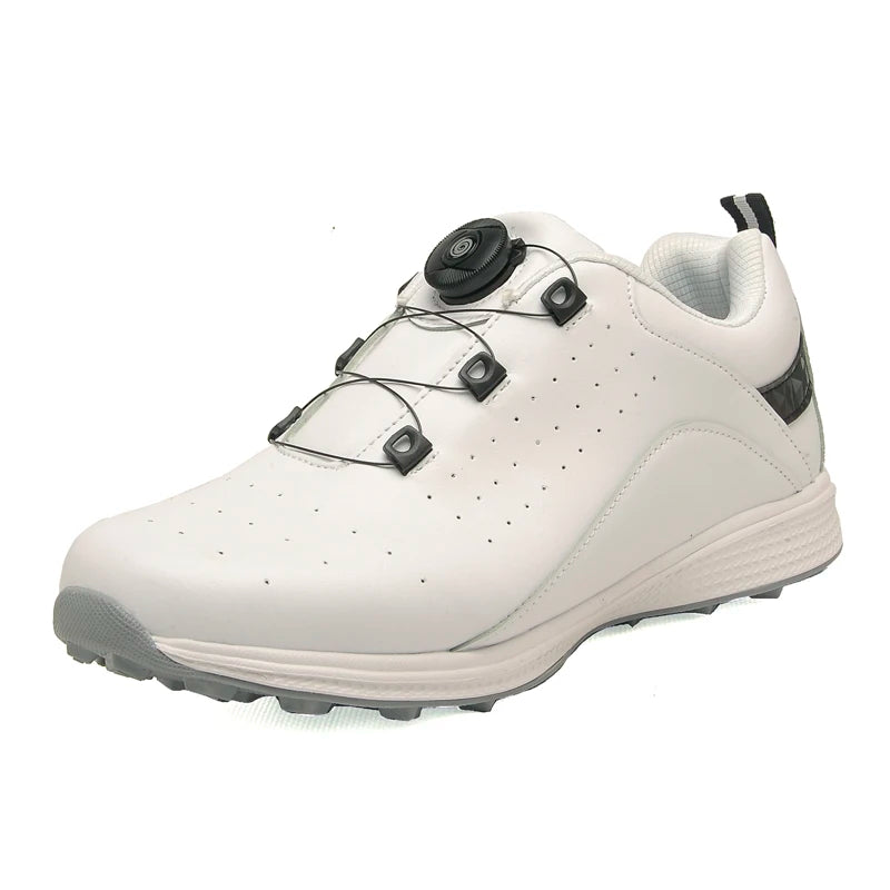 New Models Classic Golf Shoes for Men Brand Luxury Plain White Leather Shoes Sports Transparent Studs Outsole Big Size 46