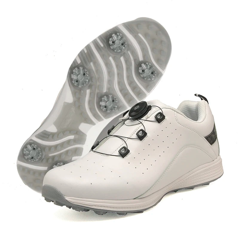 New Models Classic Golf Shoes for Men Brand Luxury Plain White Leather Shoes Sports Transparent Studs Outsole Big Size 46