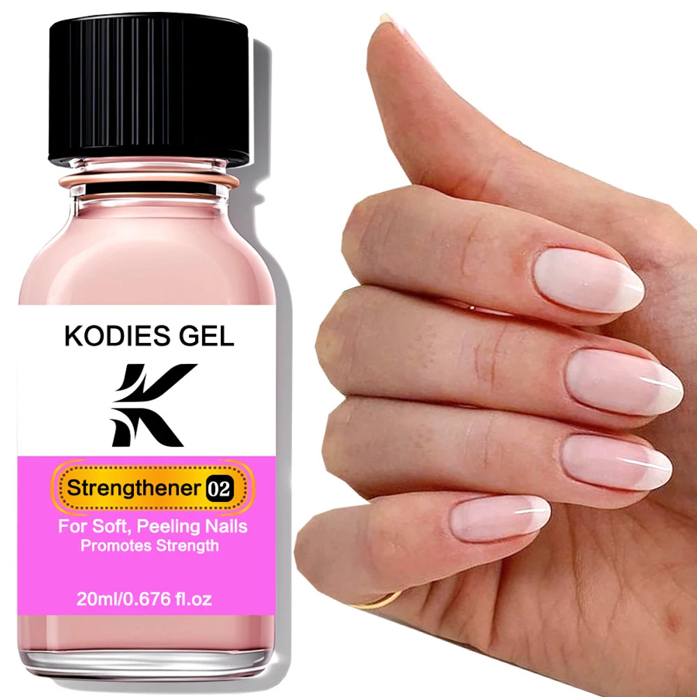 KODIES GEL Nail Strengthener Growth Natural Pink Keratin Nail Art Treatment Hardener Care Soft Peeling Nails Protein Bond Polish