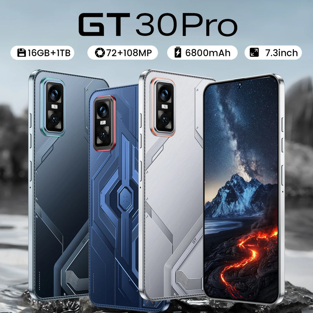 2025 New GT30 Pro Android14 5g Smartphone HD 7.3 Inch Screen Deca Core CPU LTE Cellular Dual Card Mobile Phone