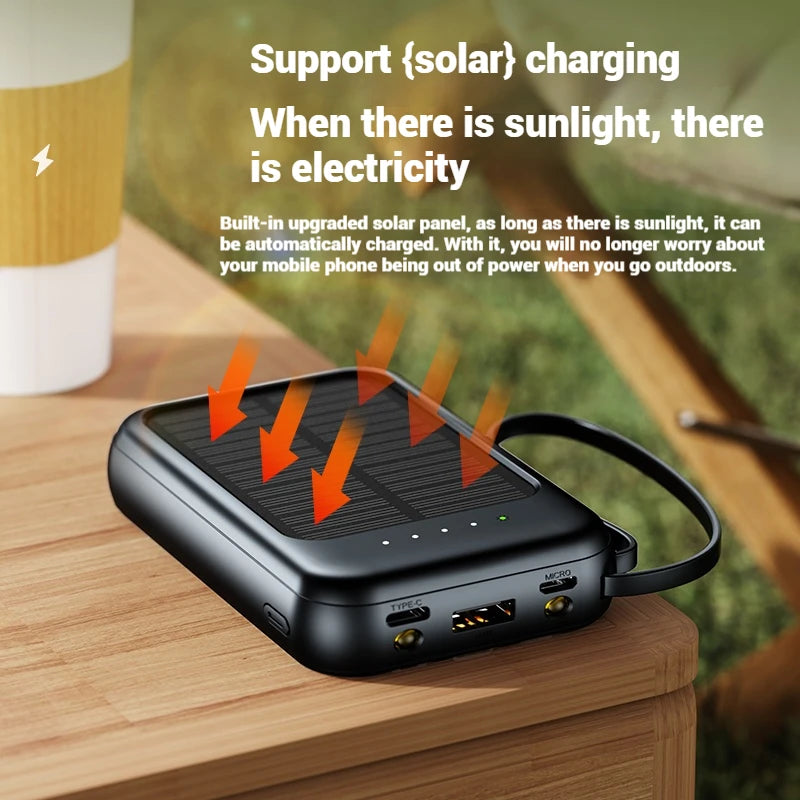 Trending Custom Outdoor Mobile Portable Charger Power Bank Station Mini Banco De Energia Portatil Solar 10000mAh Power Bank