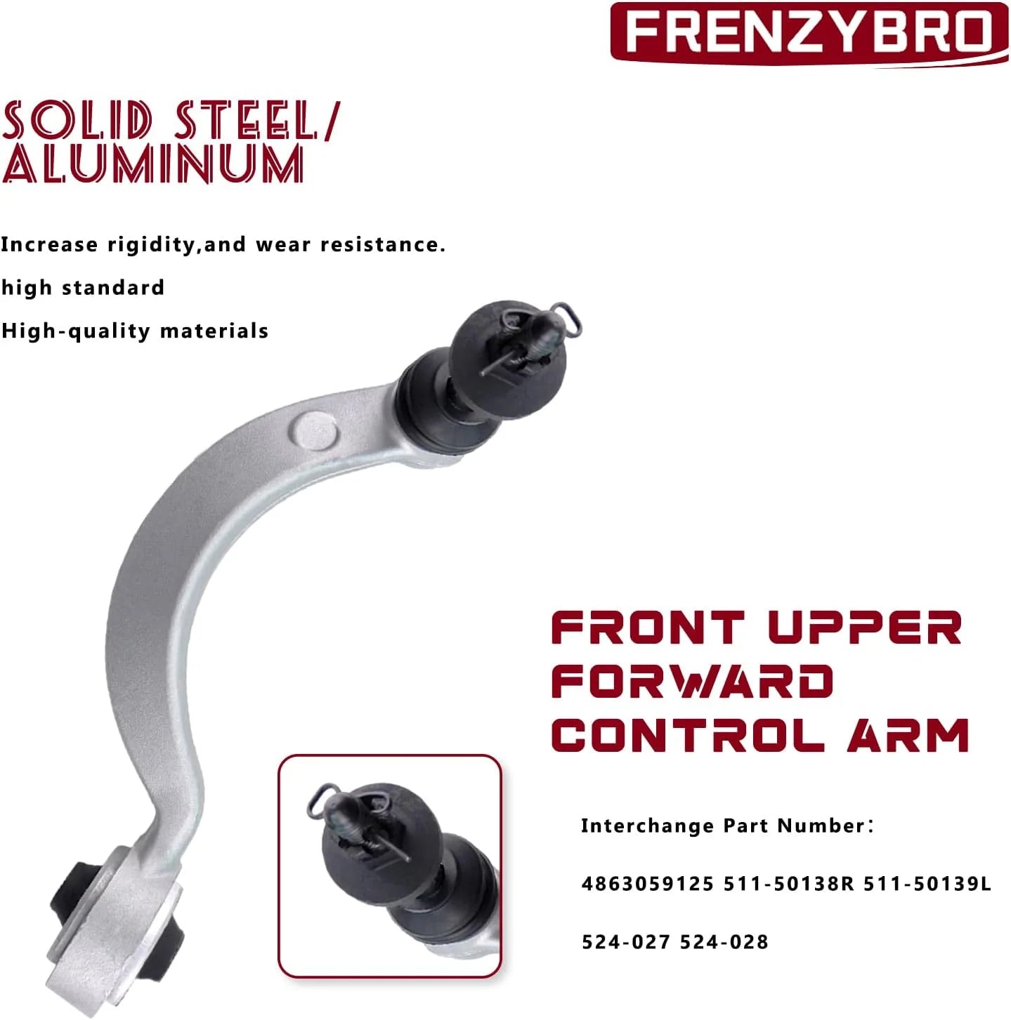 Frenzybro 8Pcs Front Upper Lower Forward Rearward Control Arm W/Bushings Ball Joints for Lexus LS460 2007-2015