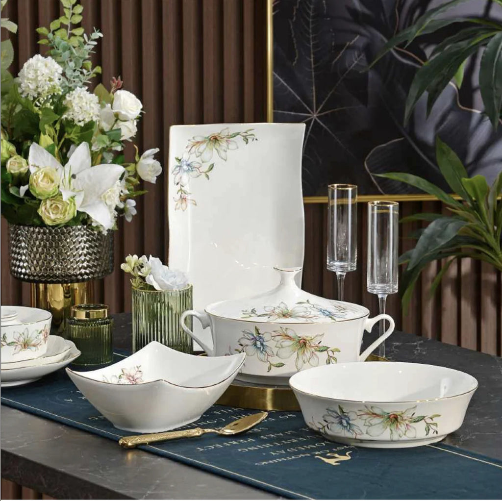 HIHUI Christmas Cartoon Beijing Design Classic On-glazed Bone China Dinnerware Sets Lightweight Scenic Pattern Dishwasher