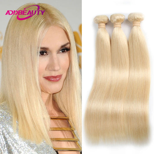 Straight Human Hair Bundles for Women Blonde Brazilian Virgin Human Hair Bundle Thick Hair Human Hair Weave Natural Double Drawn