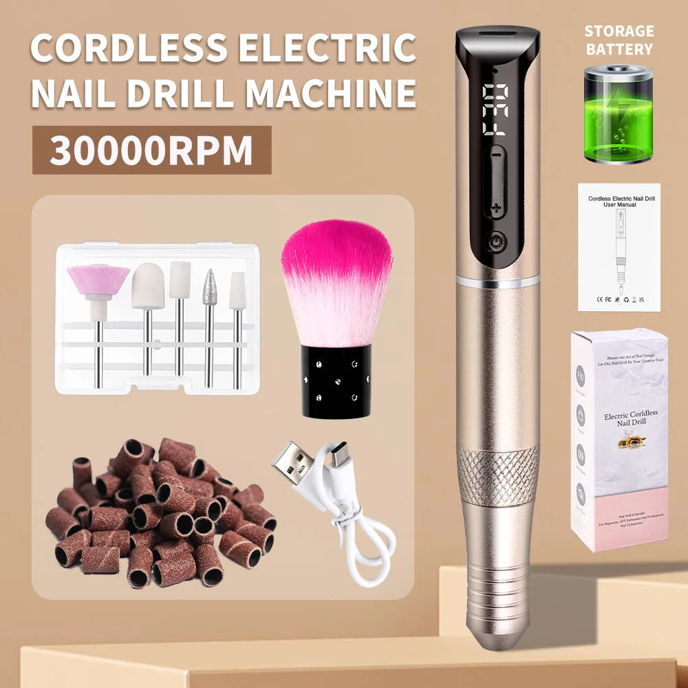 Portable Professional 35000rpm Pen Type Electric Nail Polisher Easy Carry Dead Skin Removal Manicure Sanding Tool